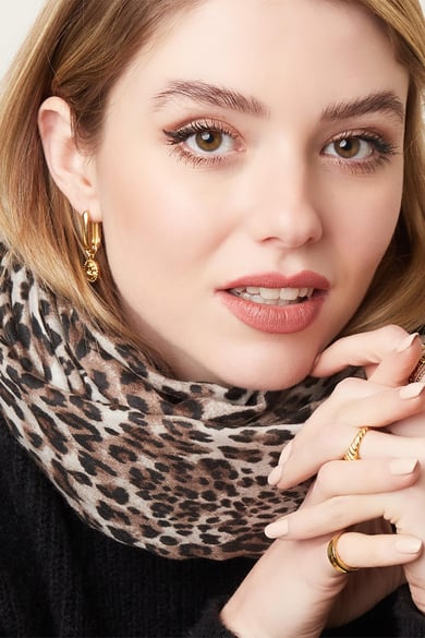 Bufanda fina leopardo Beige Poliéster h5 Imagen5